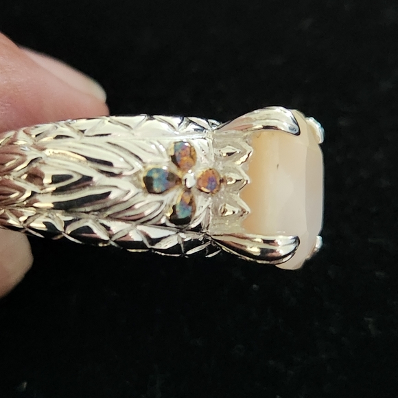 Peruvian Pink Opal in 925 Silver. Size 10 - Picture 4 of 6